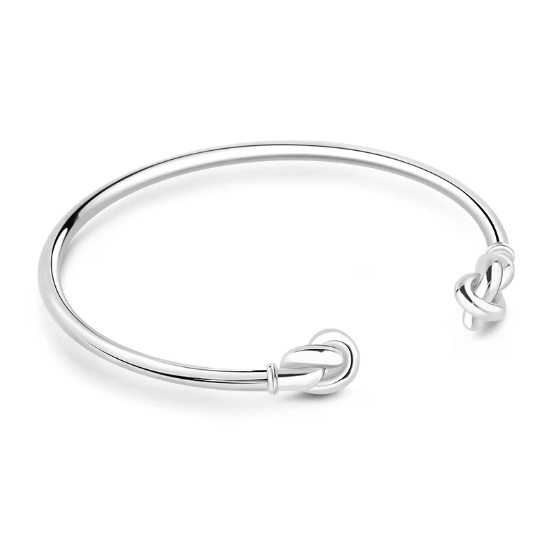 Gnoce Double Knot Designed Bangle Bracelet Platinum-plated Silver Blend - Image 3