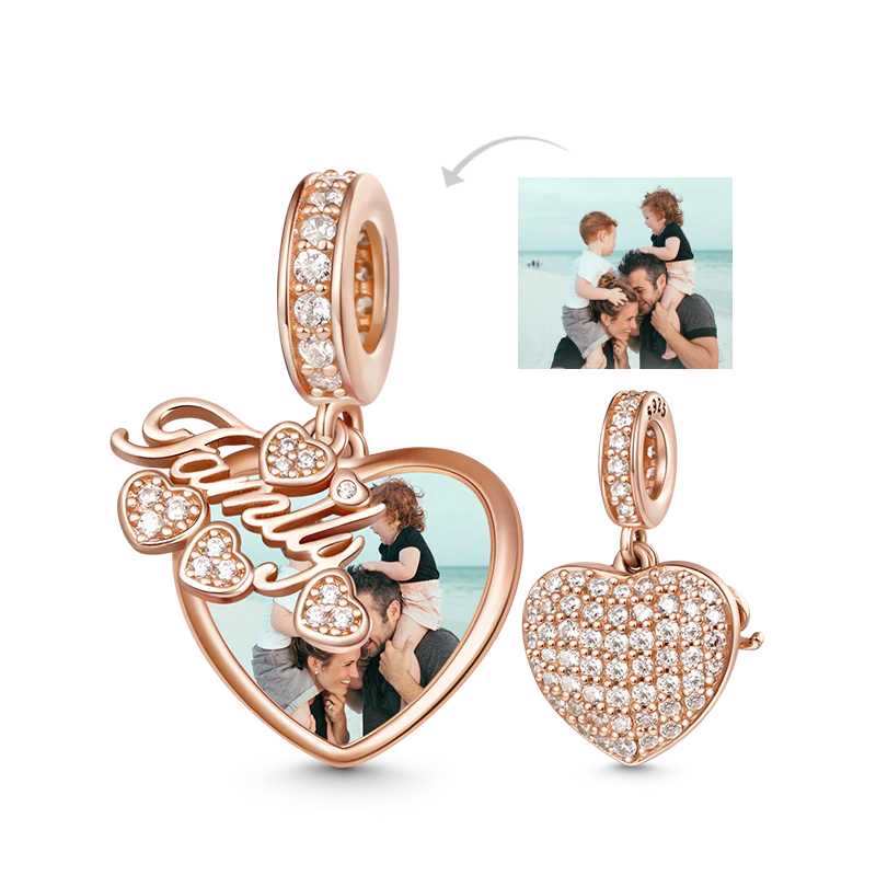 Gnoce Family Photo Charm  Platinum-plated Silver Blend