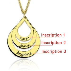 Drop Shaped Necklace 3 Names Sterling Silver Pearl Chain - Image 2