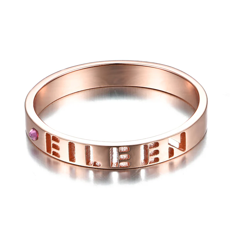Gnoce "I Am Yours" 925 Sterling Silver Birthstone Name Ring