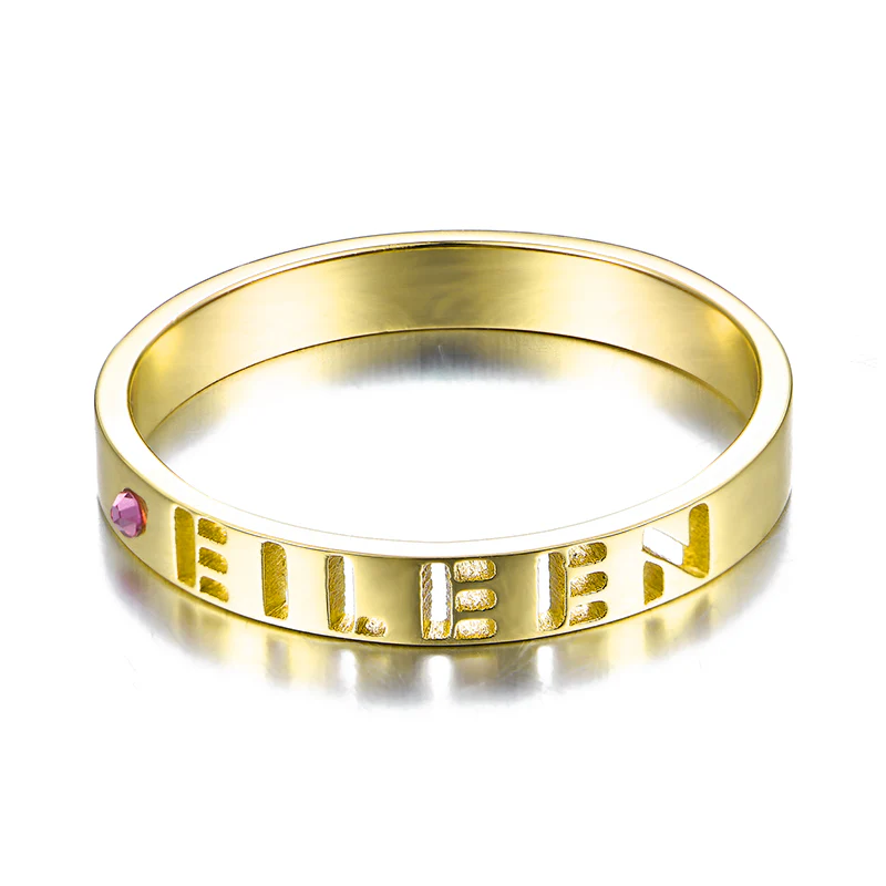 Gnoce "I Am Yours" 925 Sterling Silver Birthstone Name Ring - Image 2