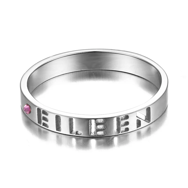 Gnoce "I Am Yours" 925 Sterling Silver Birthstone Name Ring - Image 3