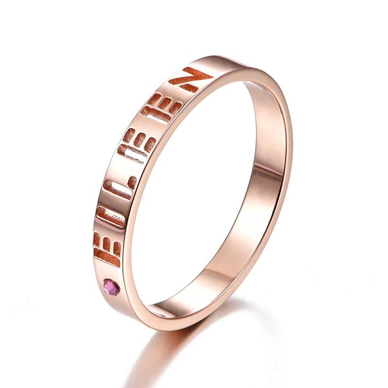 Gnoce "I Am Yours" 925 Sterling Silver Birthstone Name Ring - Image 4