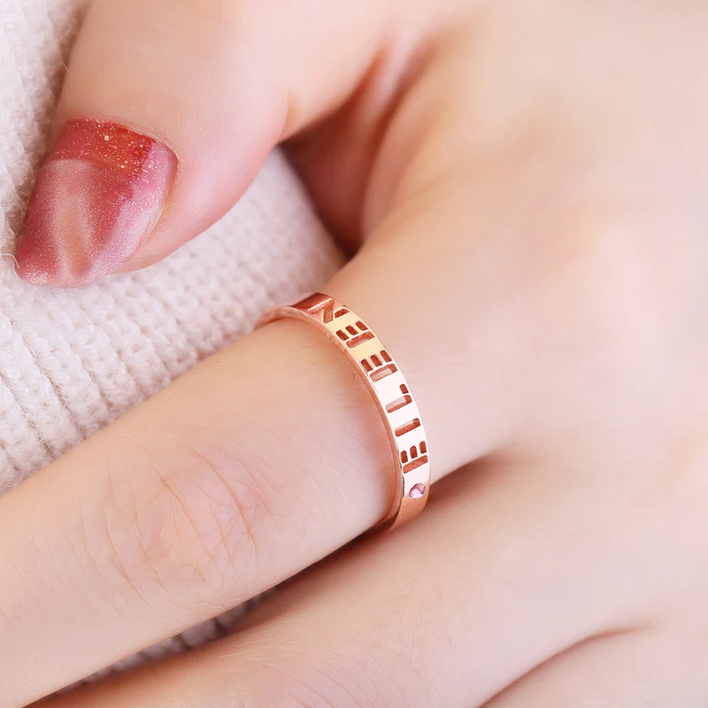 Gnoce "I Am Yours" 925 Sterling Silver Birthstone Name Ring - Image 5
