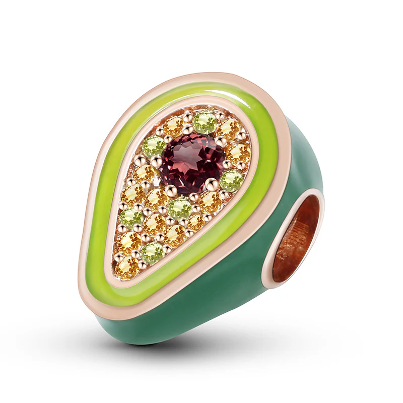 Gnoce Green Avocado CZ Charm Platinum-plated Silver Blend - Image 2