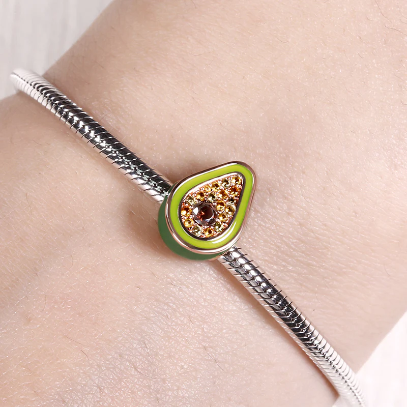 Gnoce Green Avocado CZ Charm Platinum-plated Silver Blend - Image 3