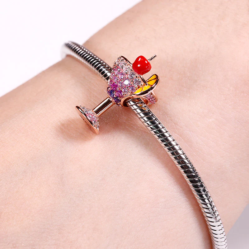 Gnoce Cocktail Cherry Lemon Charm Platinum-plated Silver Blend - Image 3