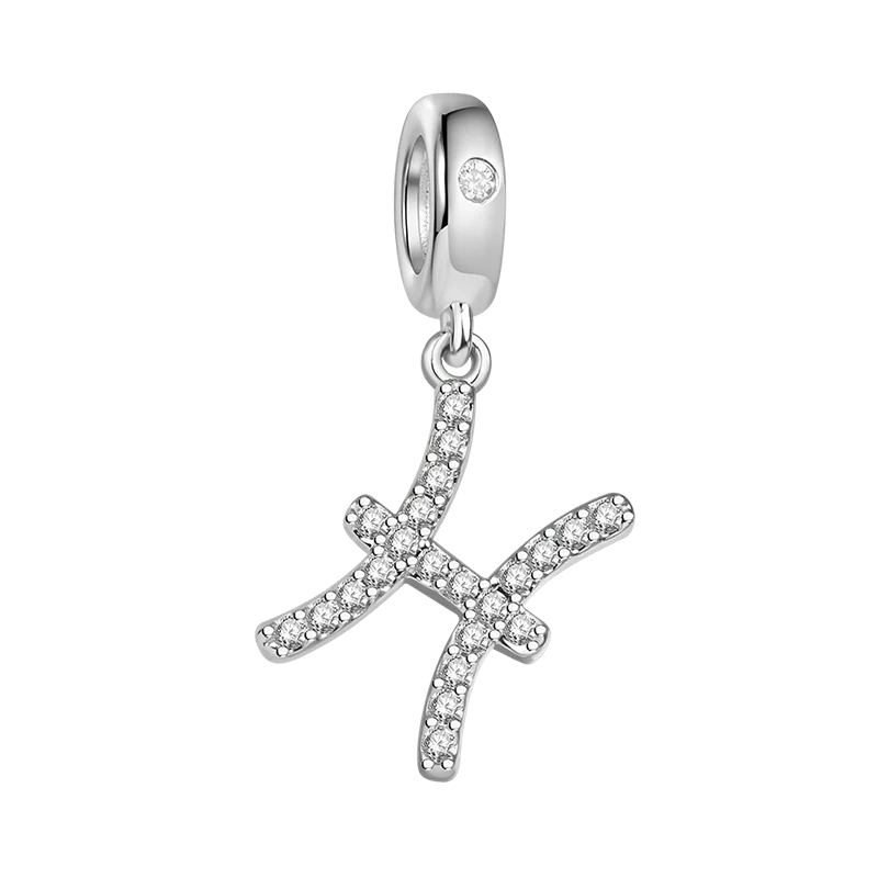 Gnoce Pisces Zodiac Charm Platinum-plated Silver Blend
