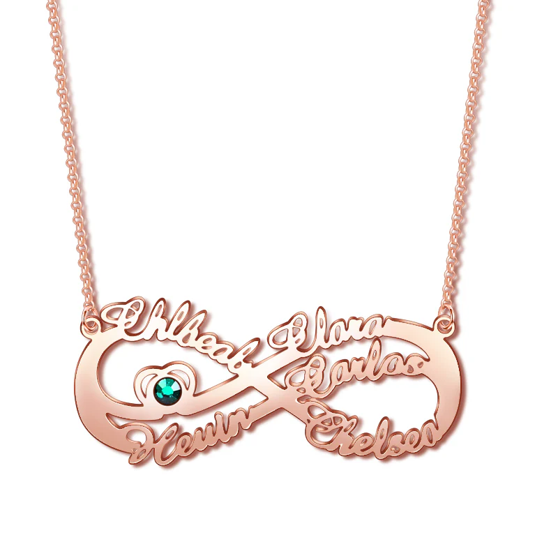 Gnoce "Infinity Love" 18K Rose Gold Plated Personalized Infinity Necklace with Birthstone