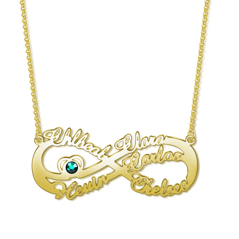 Gnoce "Infinity Love" 18K Rose Gold Plated Personalized Infinity Necklace with Birthstone - Image 2