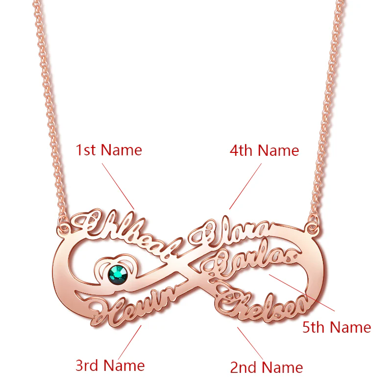 Gnoce "Infinity Love" 18K Rose Gold Plated Personalized Infinity Necklace with Birthstone - Image 4