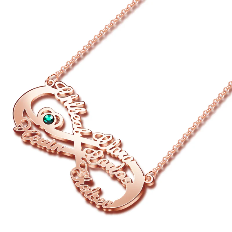 Gnoce "Infinity Love" 18K Rose Gold Plated Personalized Infinity Necklace with Birthstone - Image 5