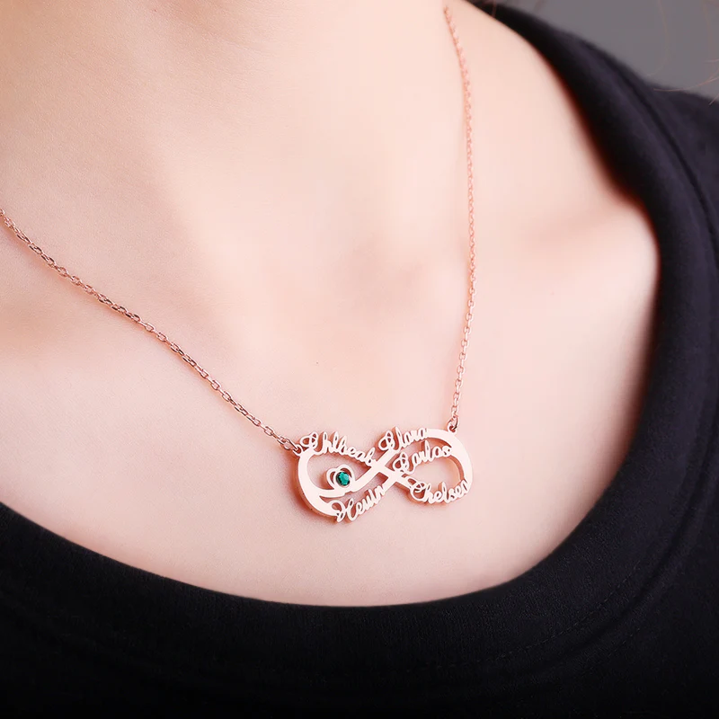 Gnoce "Infinity Love" 18K Rose Gold Plated Personalized Infinity Necklace with Birthstone - Image 6