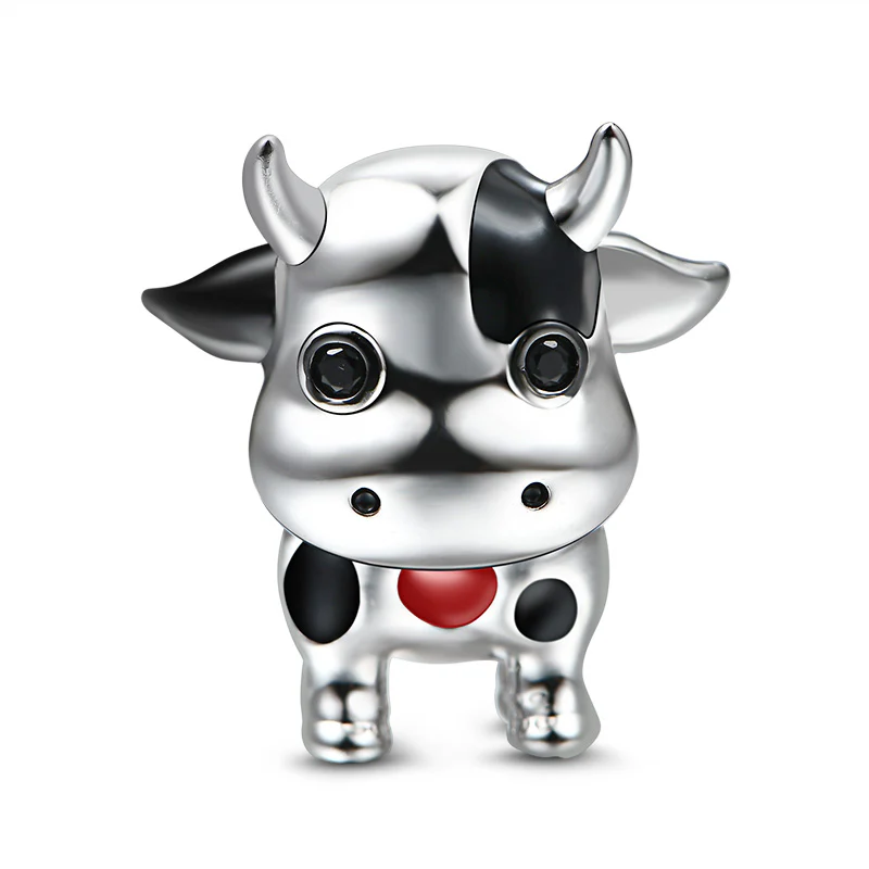 Gnoce Cow Charm Platinum-plated Silver Blend