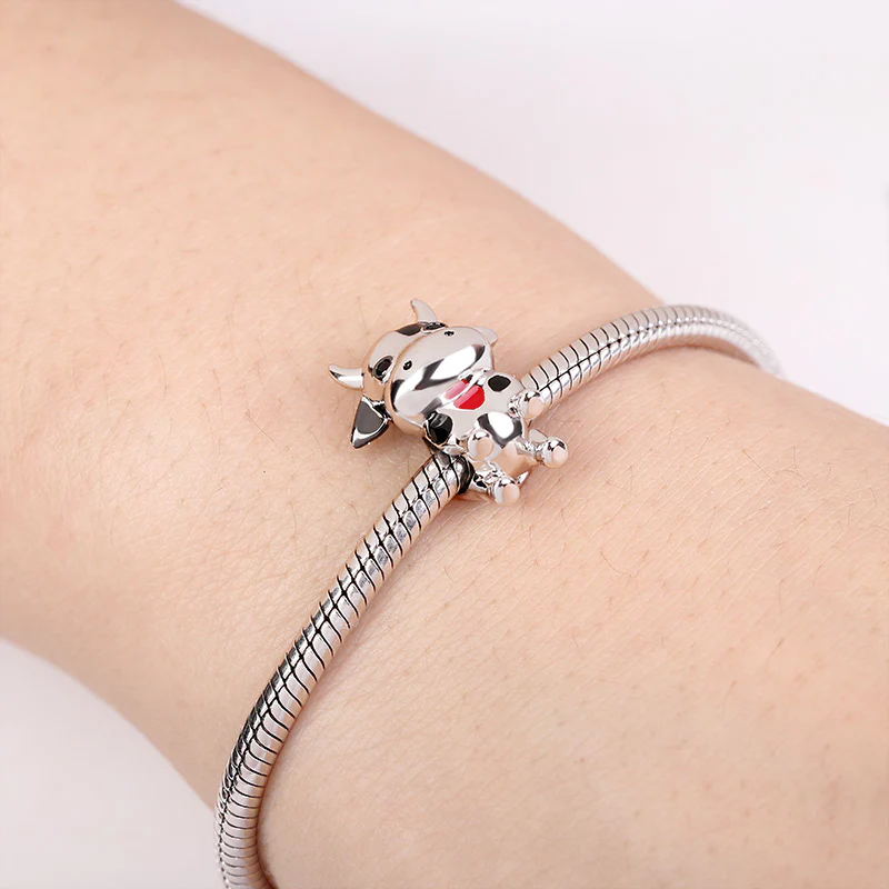 Gnoce Cow Charm Platinum-plated Silver Blend - Image 3