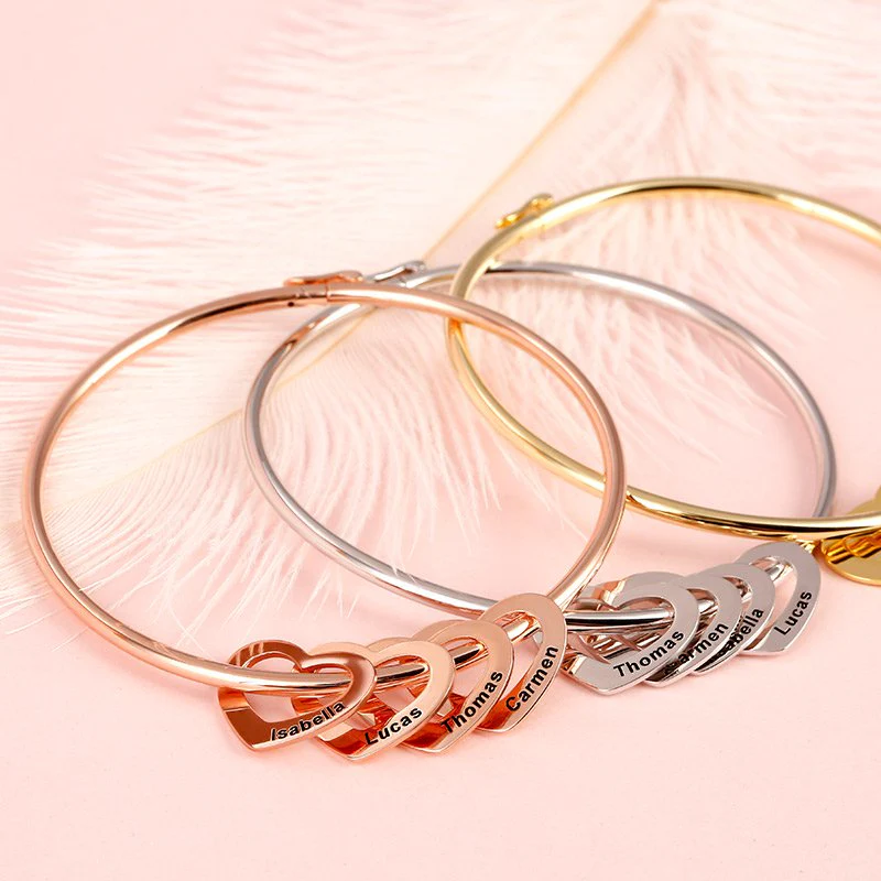 Bangle Bracelet with Heart Shape 925 Sterling Silver - Image 4
