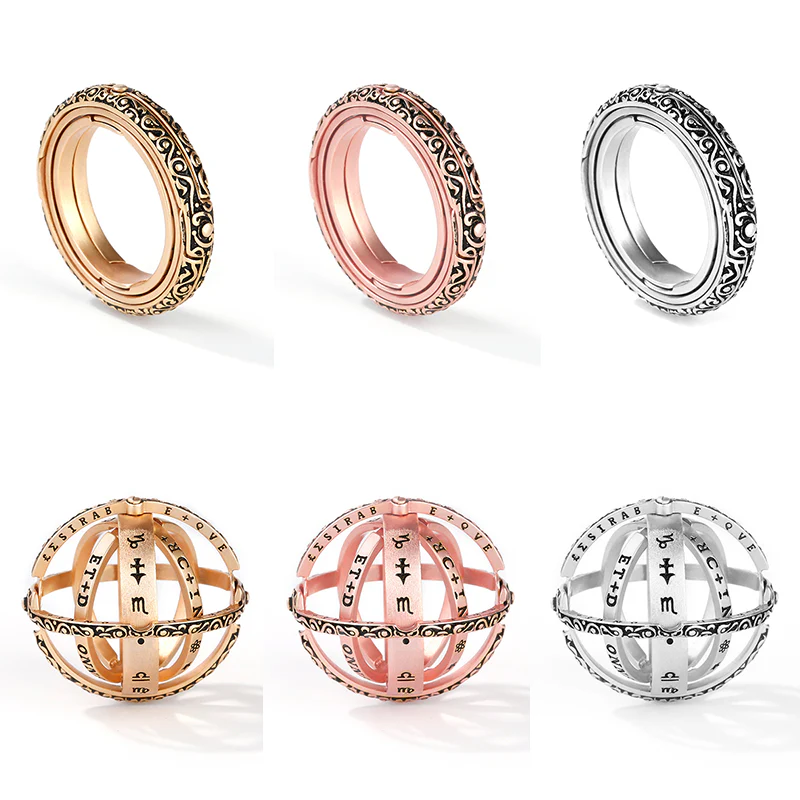 Gnoce Astronomical Sphere Ball Ring Platinum-plated Silver Blend - Image 2