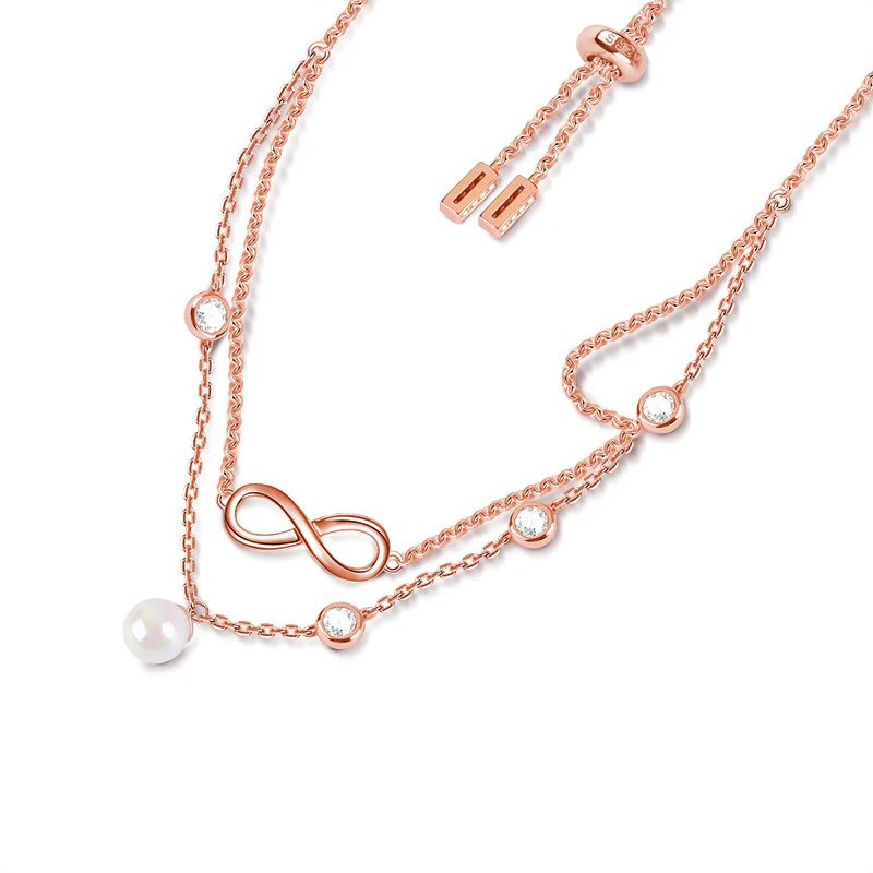 Gnoce Pearl Infinity Anklet Platinum-plated Silver Blend - Image 2