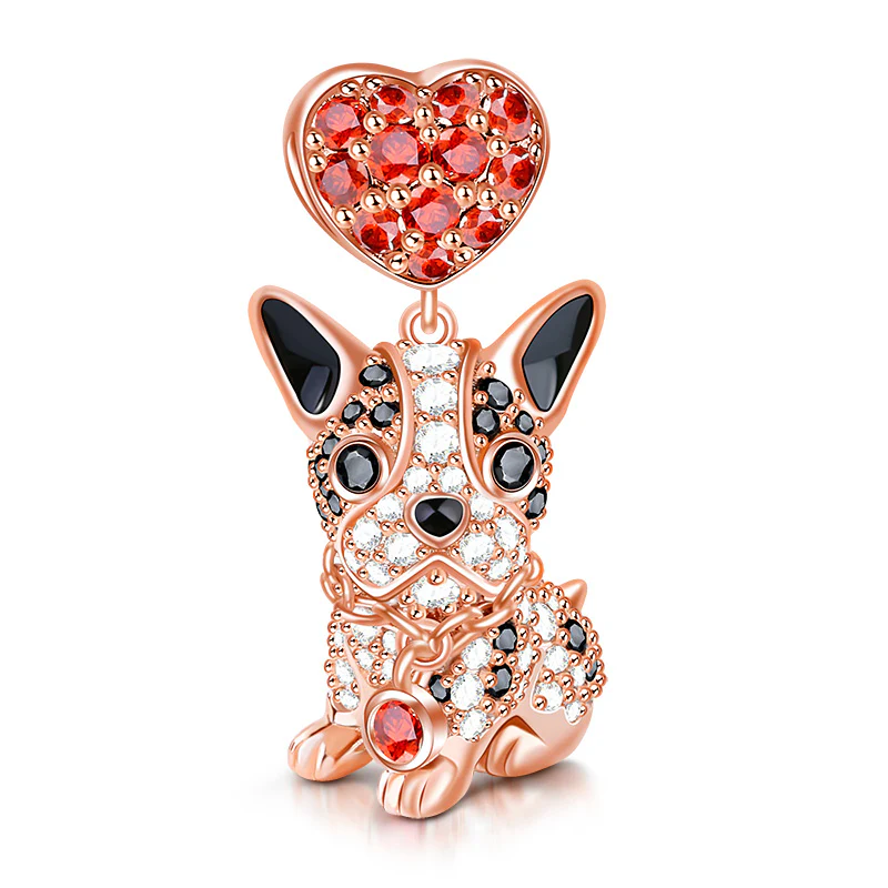 Gnoce Bulldog Charm  Platinum-plated Silver Blend