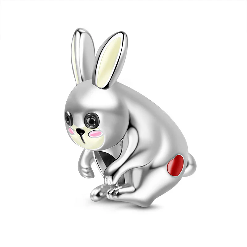Gnoce Rabbit Charm Platinum-plated Silver Blend