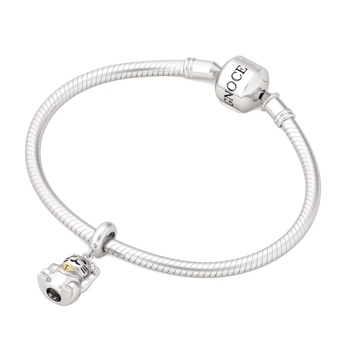 Gnoce Lucky Cat Wearing Bell Charm Platinum-plated Silver Blend - Image 4