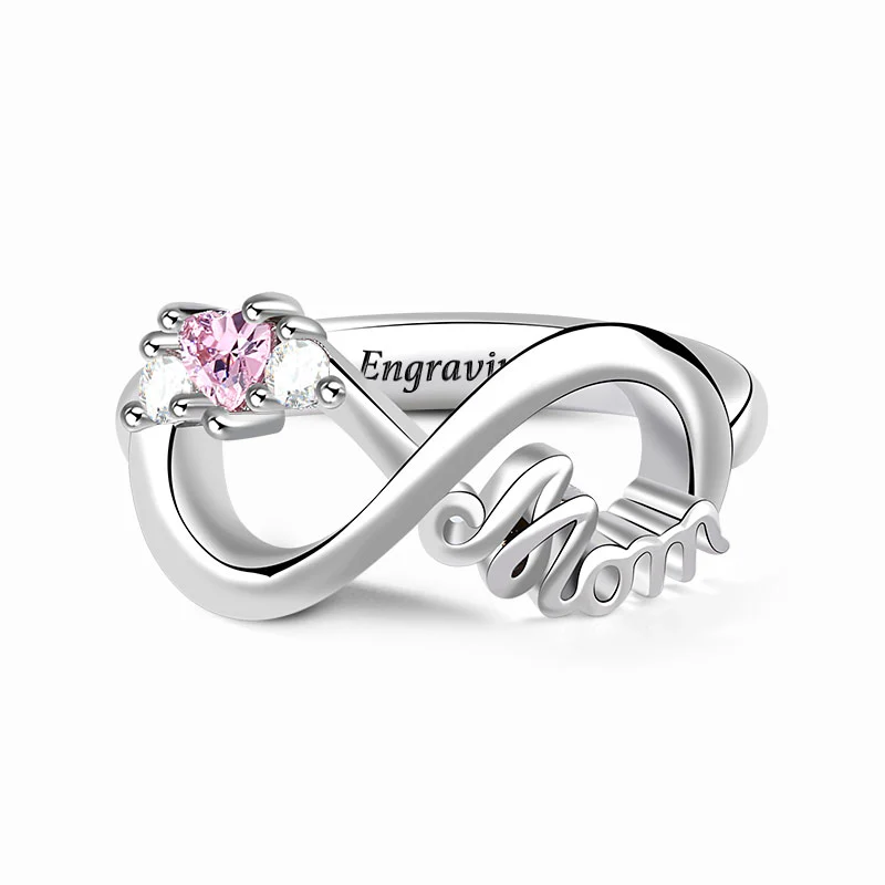 Mom's Infinite Love Ring with 3 Stones S925 Silver