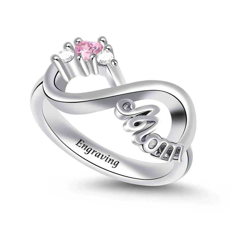 Mom's Infinite Love Ring with 3 Stones S925 Silver - Image 2