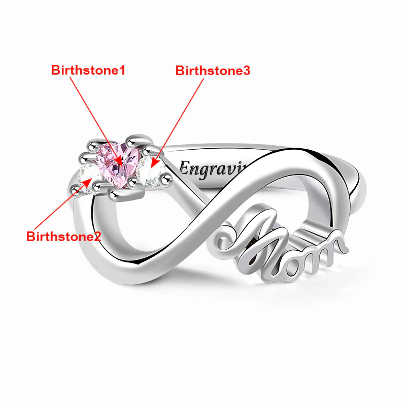 Mom's Infinite Love Ring with 3 Stones S925 Silver - Image 3