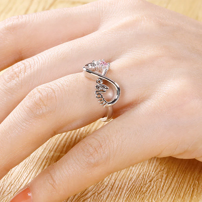 Mom's Infinite Love Ring with 3 Stones S925 Silver - Image 4