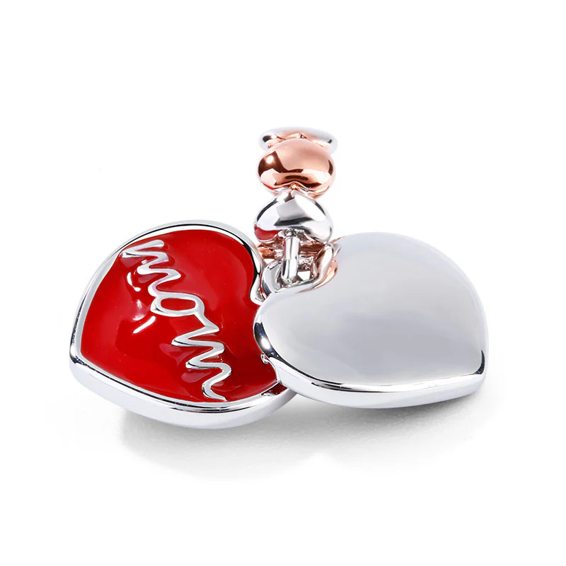 Gnoce Double Red Hearts Pendant Platinum-plated Silver Blend - Image 2