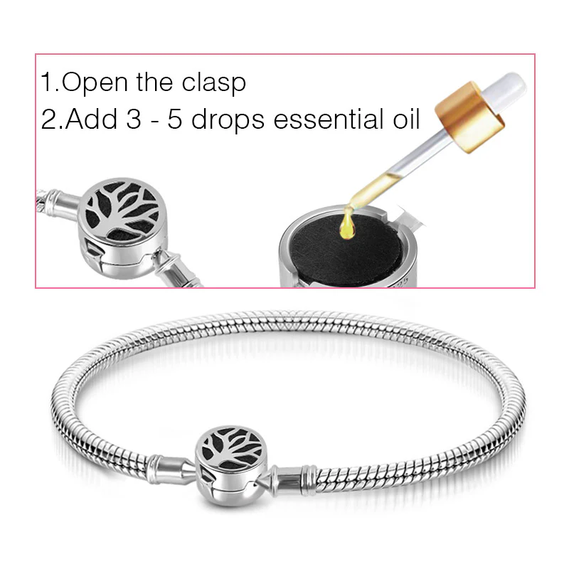Gnoce Essential Oil Diffuser Bracelet Platinum-plated Silver Blend - Image 4