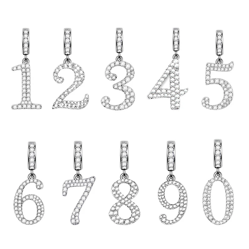 Gnoce Lucky Number Zirconia Charm Platinum-plated Silver Blend - Image 2