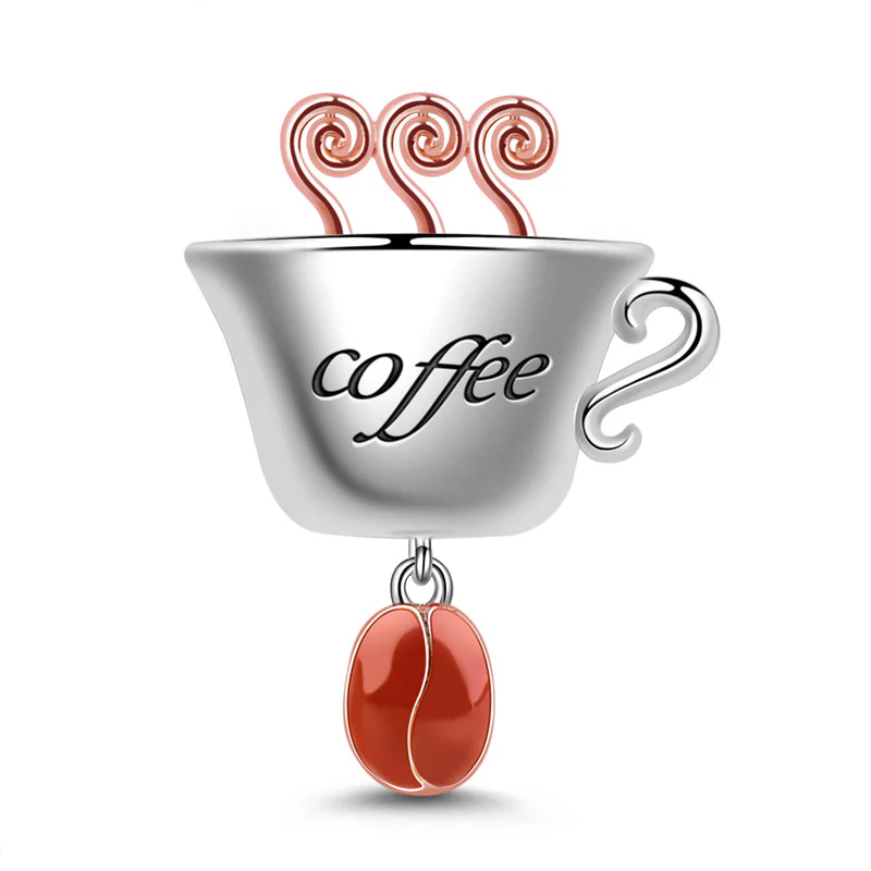 Coffee Cup Charm 925 Sterling Silver