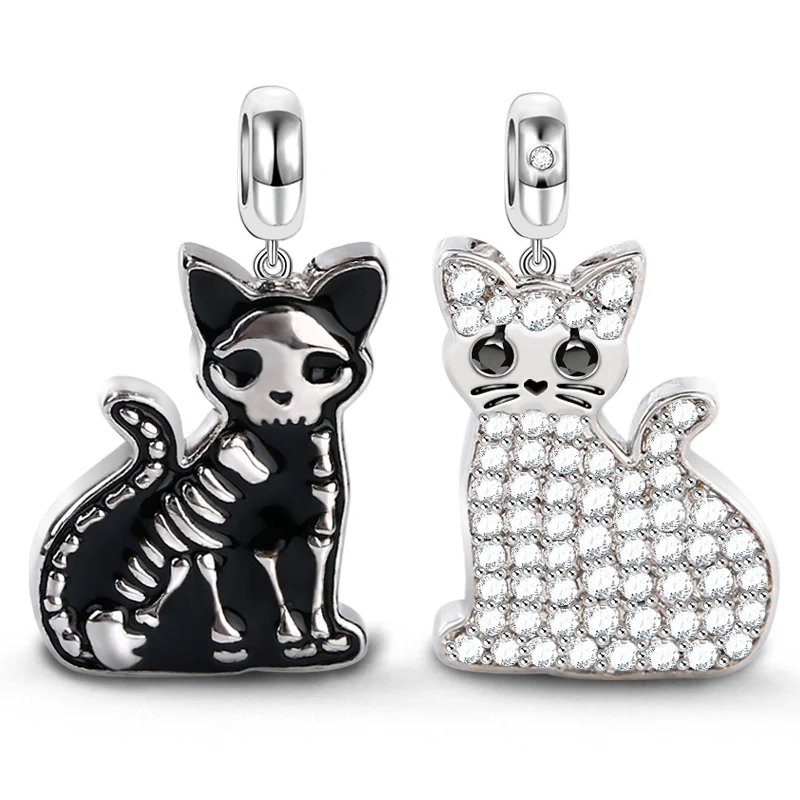 Gnoce Schrodinger's Cat Charm Platinum-plated Silver Blend