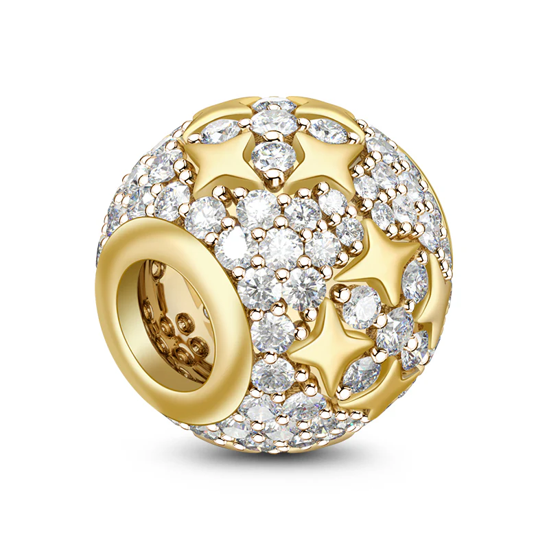 Gnoce Golden Star Paved Cubic Zirconia Charm Platinum-plated Silver Blend - Image 2