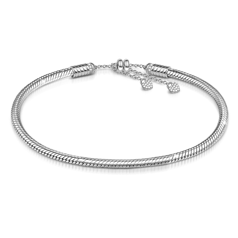 Gnoce Adjustable Double Hearts Bracelet Platinum-plated Silver Blend