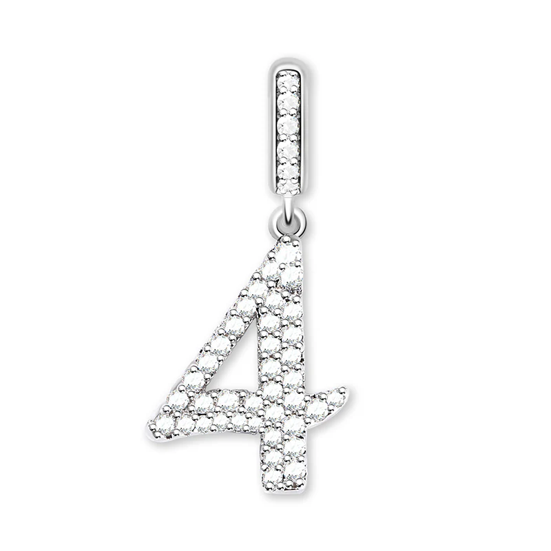 Gnoce Number Four Theme Charm  Platinum-plated Silver Blend