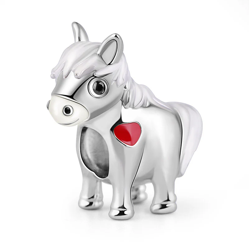 Gnoce Horse Charm Platinum-plated Silver Blend