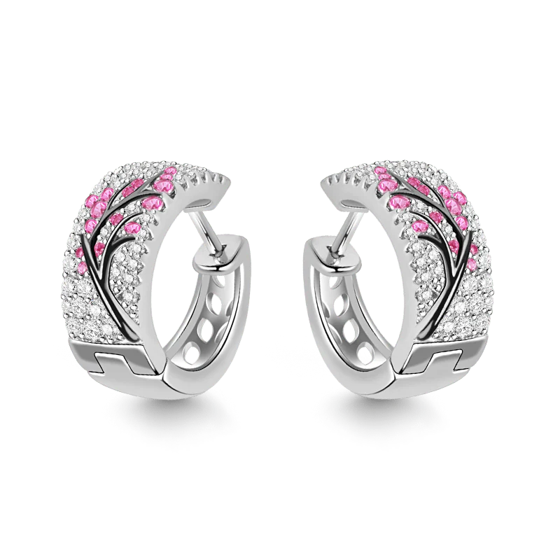 Gnoce Plum Tree Zircon Earrings Platinum-plated Silver Blend - Image 2
