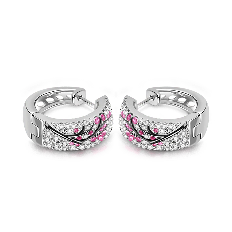 Gnoce Plum Tree Zircon Earrings Platinum-plated Silver Blend - Image 3