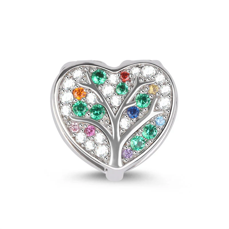 Gnoce Family Tree Heart Shaped Charm Platinum-plated Silver Blend - Image 2