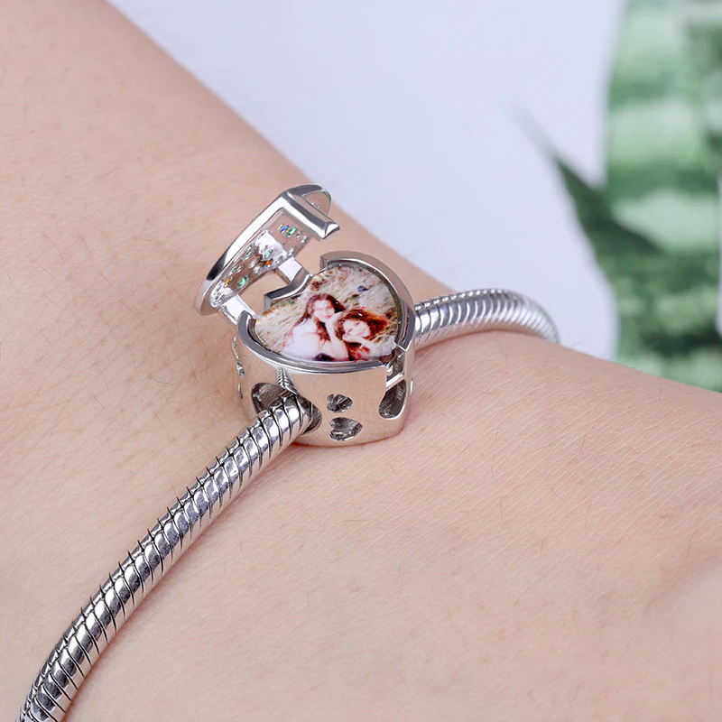 Gnoce Family Tree Heart Shaped Charm Platinum-plated Silver Blend - Image 3