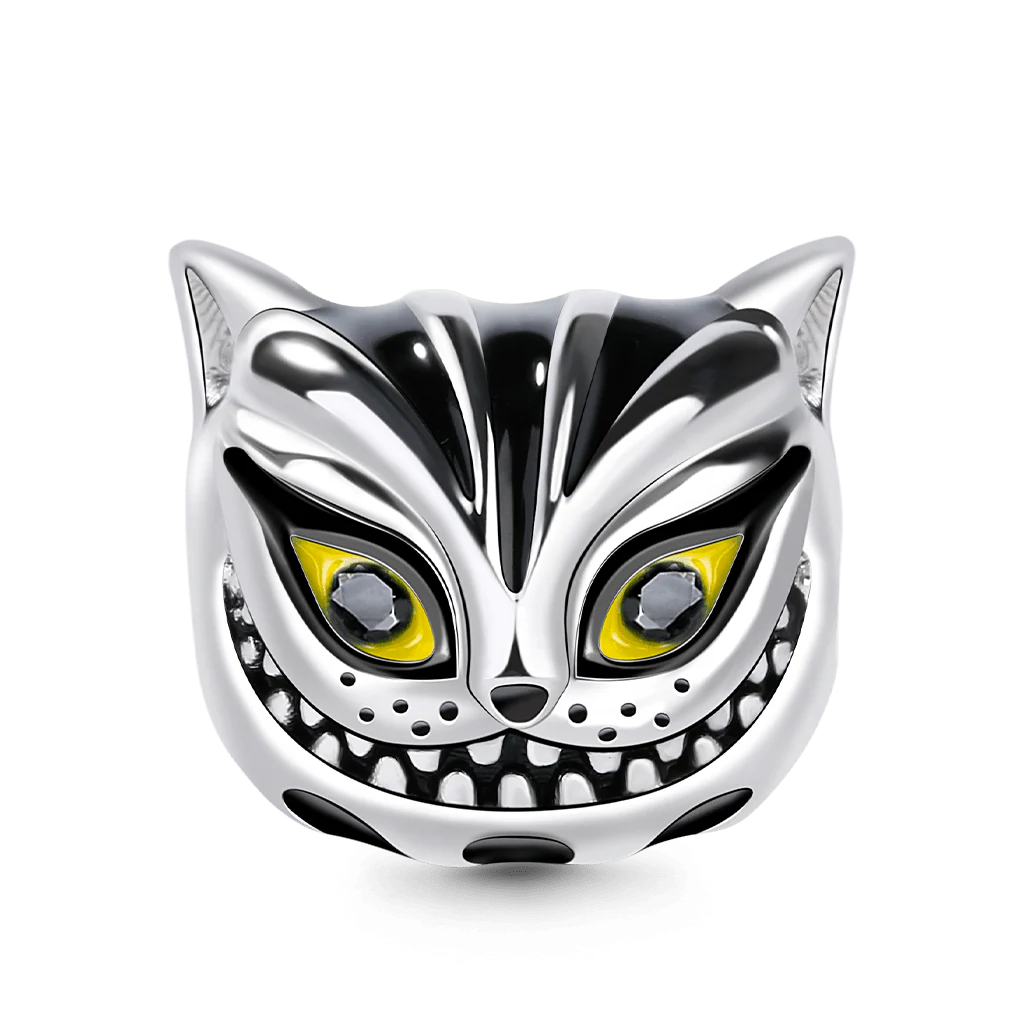 Gnoce Cheshire Cat Fairy Tale Charm Platinum-plated Silver Blend