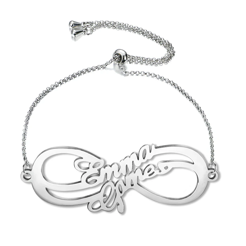 Gnoce "We Two Forever" Personalized Sterling Silver Infinity Bracelet - Image 3