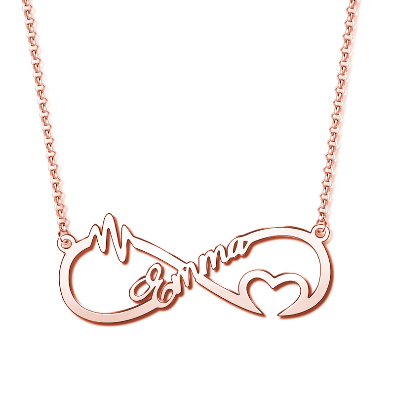Gnoce "When Meet You" Personalized 925 Sterling Silver Infinity Necklace