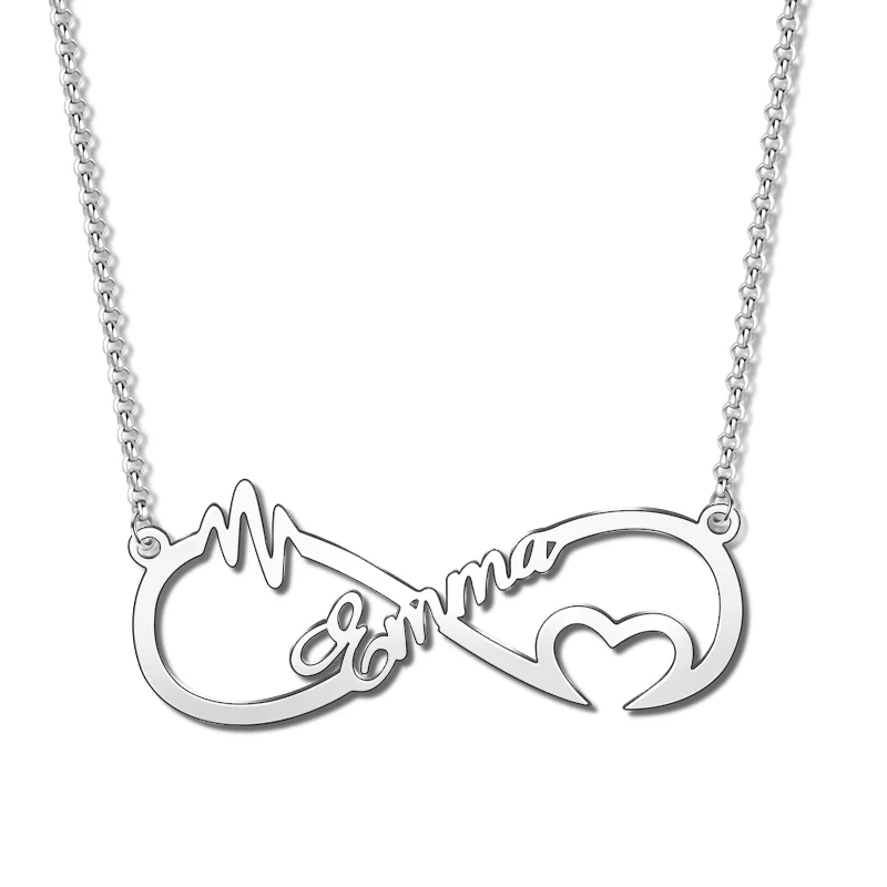 Gnoce "When Meet You" Personalized 925 Sterling Silver Infinity Necklace - Image 3