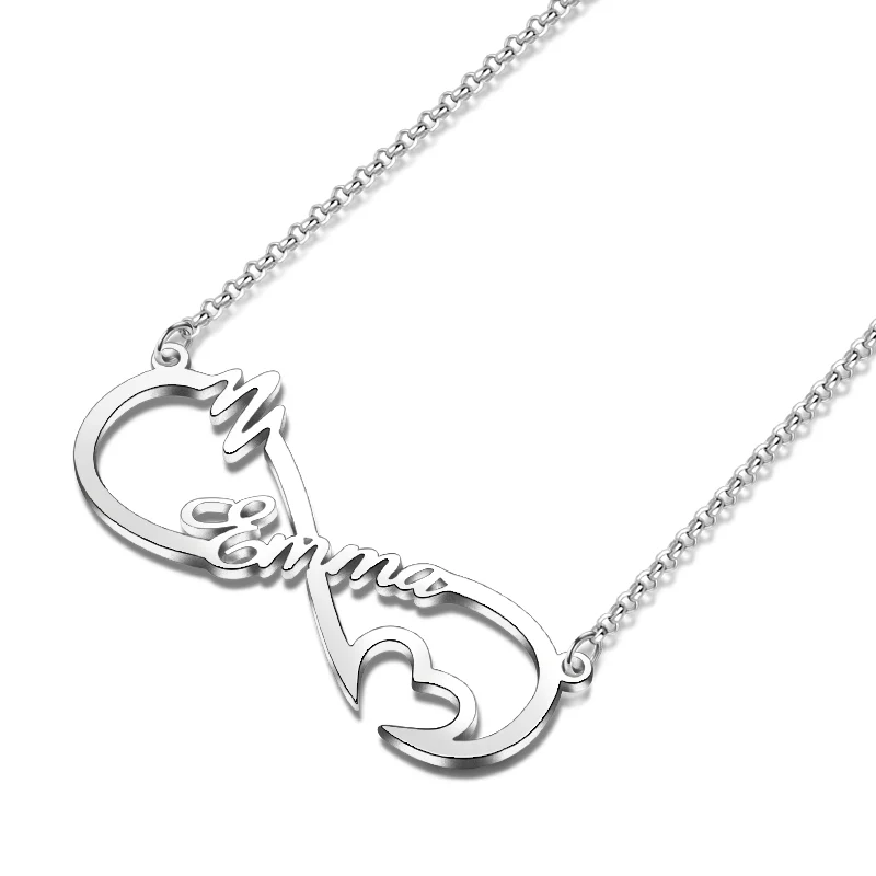 Gnoce "When Meet You" Personalized 925 Sterling Silver Infinity Necklace - Image 4
