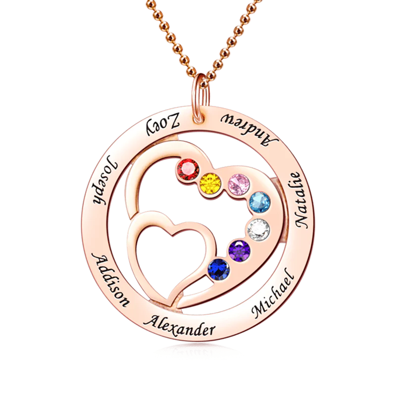 Heart in Heart Name Necklace S925 Silver Bead Chain - Image 2