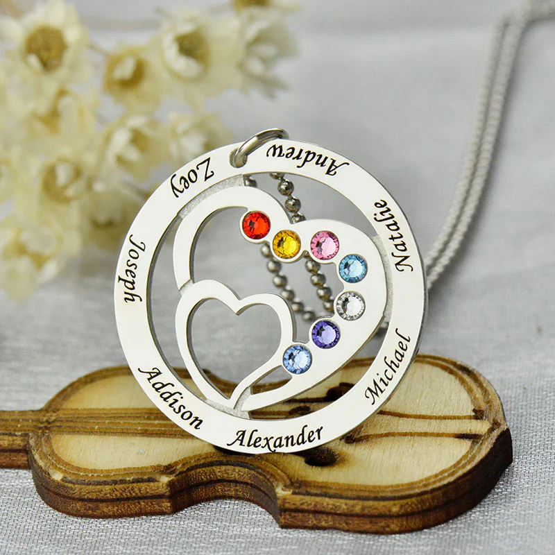 Heart in Heart Name Necklace S925 Silver Bead Chain - Image 5
