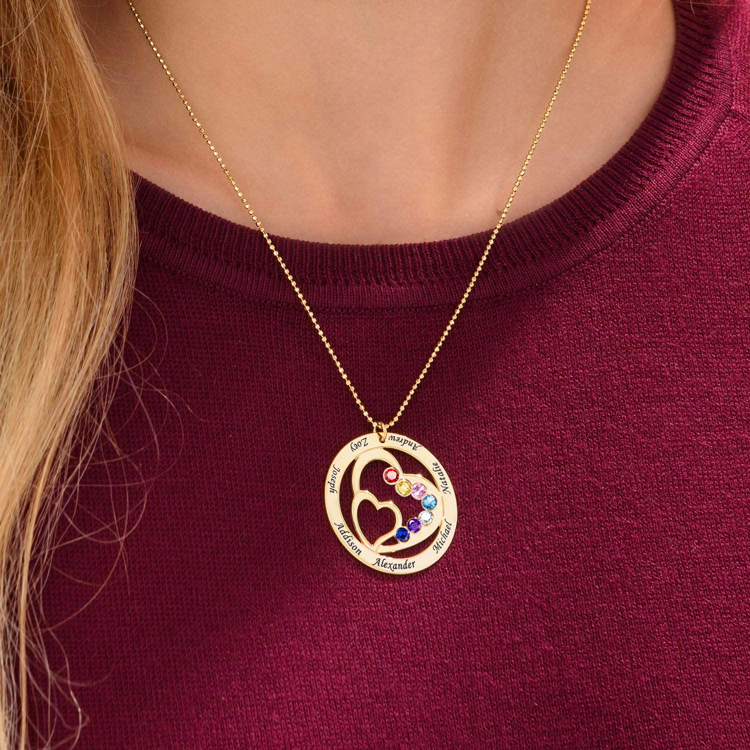 Heart in Heart Name Necklace S925 Silver Bead Chain - Image 6